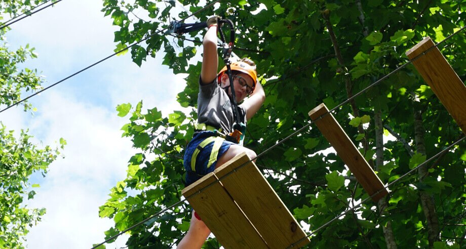 Youth on Ropes Course Obstacle